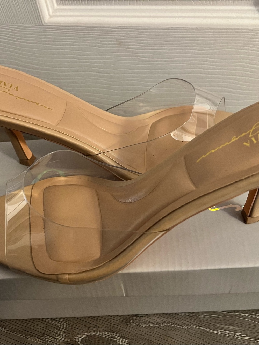 Clear pointed Nude Heeled Sandals